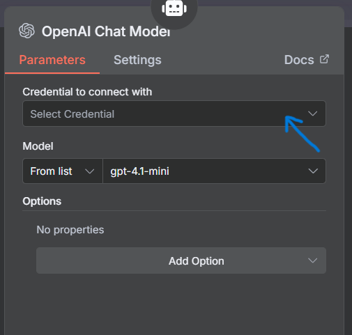 n8n: Select Credential