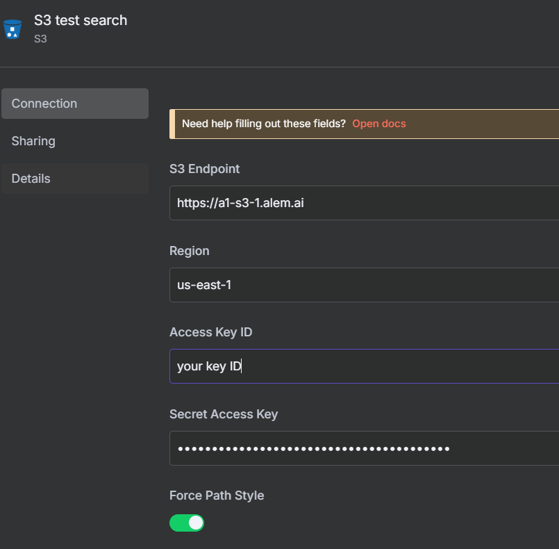 n8n_minio: credentials