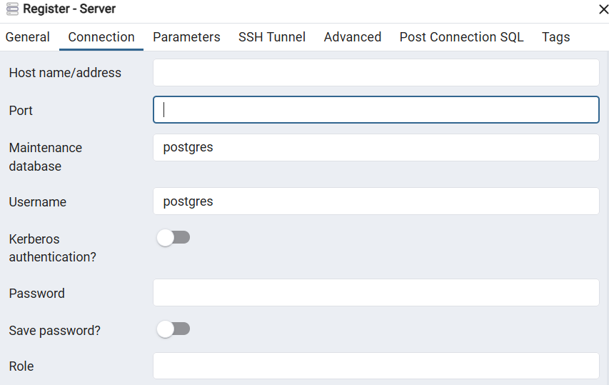 postgre: заполнение полей